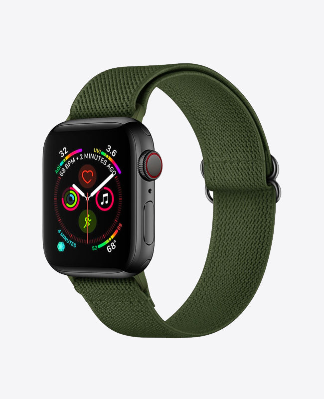 Bracelet Apple Watch en Nylon Élastique - Vert Foncé