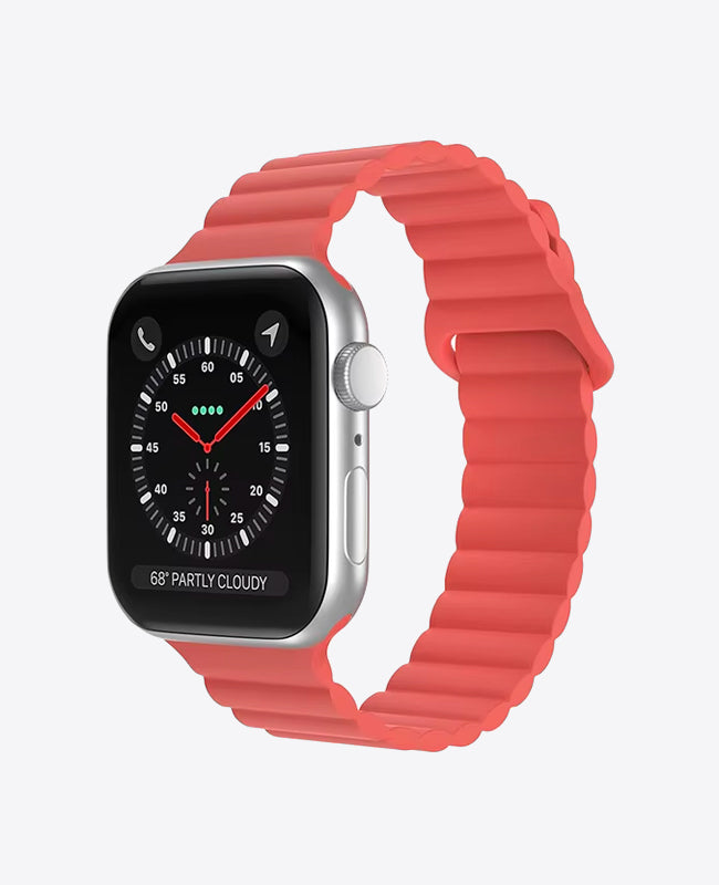 Bracelet Apple Watch en Silicone Boucle Magnétique - Rouge