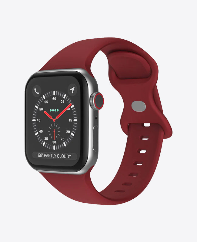 Bracelet Apple Watch en Silicone Papillon - Rouge Bordeaux