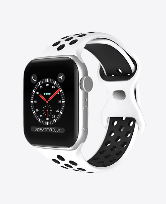 Bracelet Apple Watch Sport en Silicone - Blanc / Noir