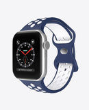 Bracelet Apple Watch Sport en Silicone - Bleu Nuit / Blanc