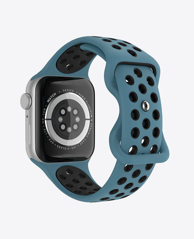 Bracelet Apple Watch Sport en Silicone - Bleu / Noir