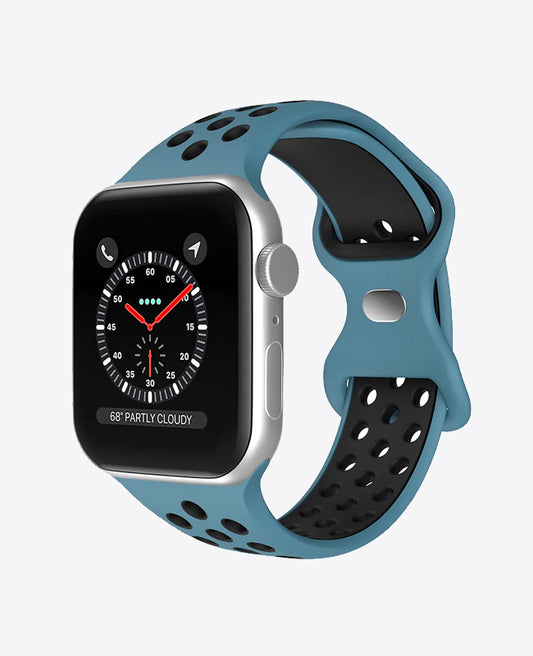 Bracelet Apple Watch Sport en Silicone - Bleu / Noir