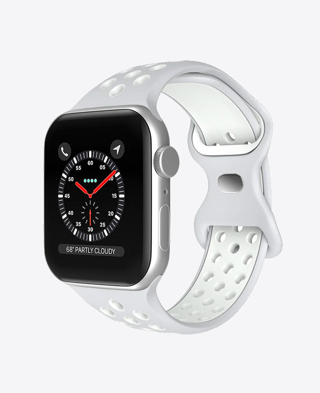 Bracelet Apple Watch Sport en Silicone - Gris / Blanc