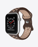 Bracelet Apple Watch Sport en Silicone - Marron / Beige