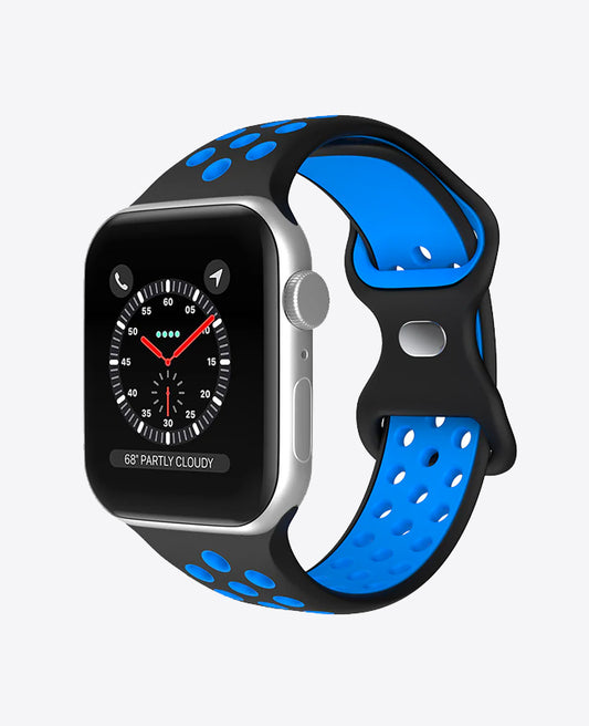 Bracelet Apple Watch Sport en Silicone - Noir / Bleu