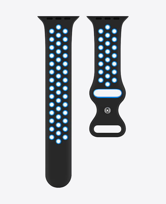 Bracelet Apple Watch Sport en Silicone - Noir / Bleu