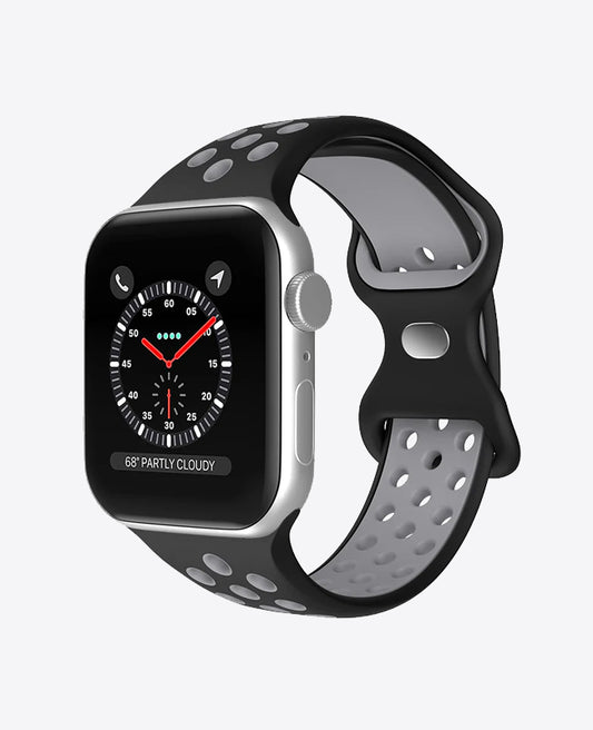 Bracelet Apple Watch Sport en Silicone - Noir / Gris