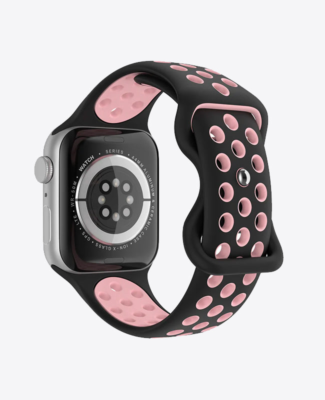 Bracelet Apple Watch Sport en Silicone - Noir / Rose