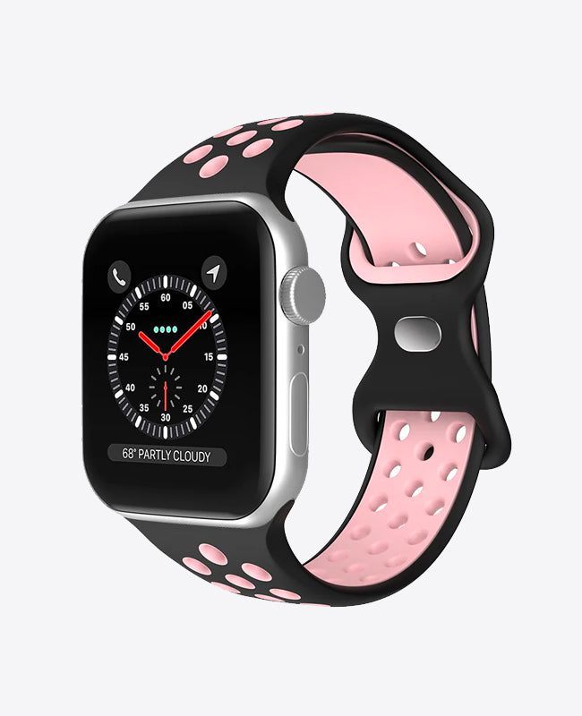 Bracelet Apple Watch Sport en Silicone - Noir / Rose