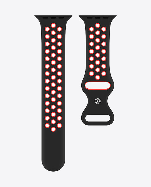 Bracelet Apple Watch Sport en Silicone - Noir / Rouge