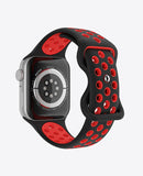 Bracelet Apple Watch Sport en Silicone - Noir / Rouge