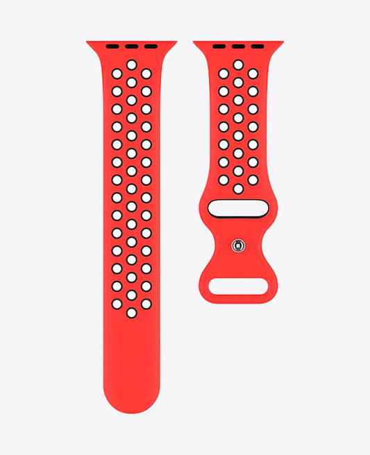 Bracelet Apple Watch Sport en Silicone - Rouge / Noir